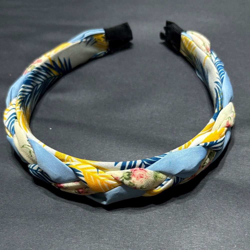 Floral Blue and Yellow Headband - Picture 4 of 6
